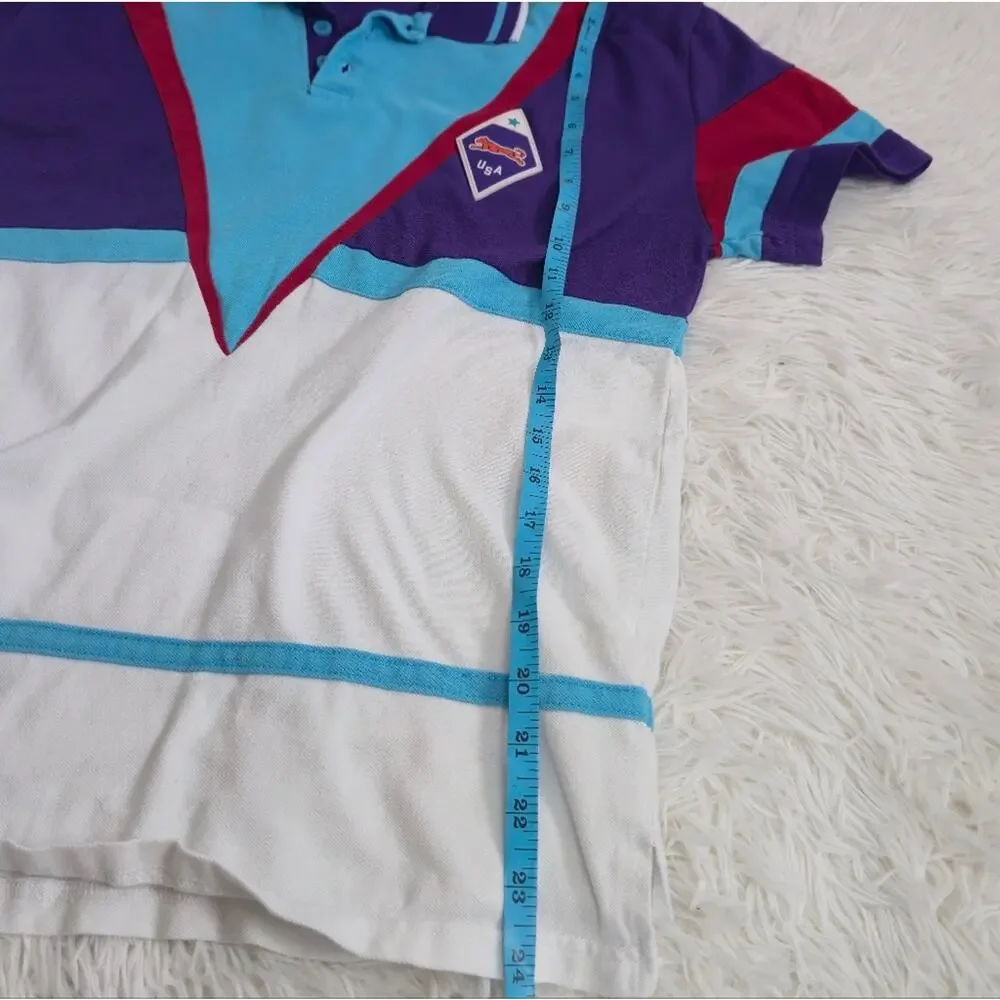 Le Tigre USA Men's Retro Purple And Blue Polo Shirt Medium - Picture 9 of 10